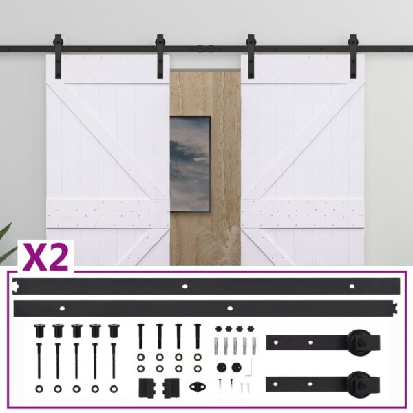 Sliding Door with Hardware Set 90x210 cm Solid Pine Wood White