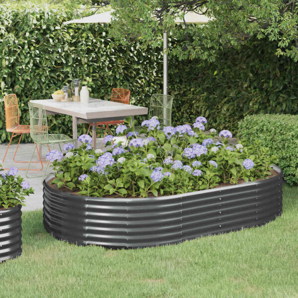 Garden Raised Bed Galvanised Steel 214x140x36 cm Anthracite
