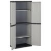 Garden Storage Cabinet with 3 Shelves Grey&Black 68x40x168 cm