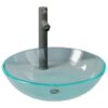 Bathroom Sink with Tap and Push Drain Clear Tempered Glass