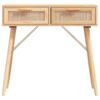 Console Table Brown 80x30x75 cm Solid Wood Pine&Natural Rattan