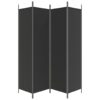 4-Panel Room Divider Black 200x200 cm Fabric