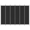 6-Panel Room Divider Black 300x220 cm Fabric