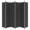 6-Panel Room Divider Black 300x220 cm Fabric