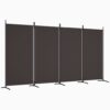 4-Panel Room Divider Brown 346x180 cm Fabric