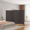 4-Panel Room Divider Brown 346x180 cm Fabric