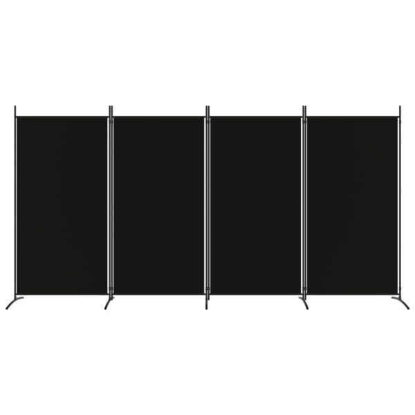 4-Panel Room Divider Black 346x180 cm Fabric