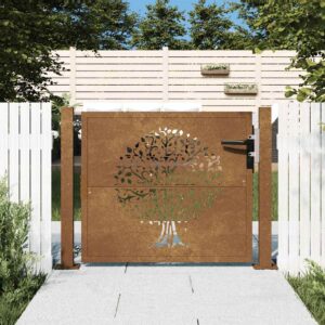 Garden Gate 105x105 cm Corten Steel Tree Design