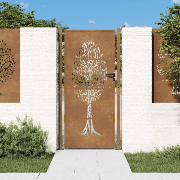 Garden Gate 105x205 cm Corten Steel Tree Design