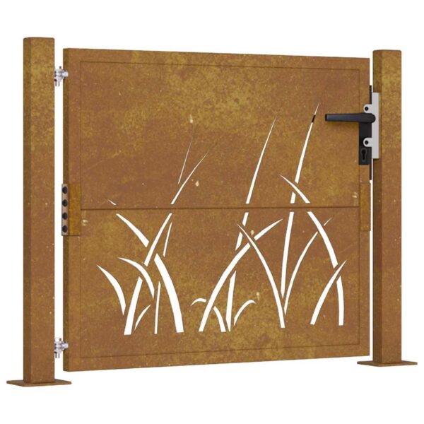 Garden Gate 105x80 cm Corten Steel Grass Design