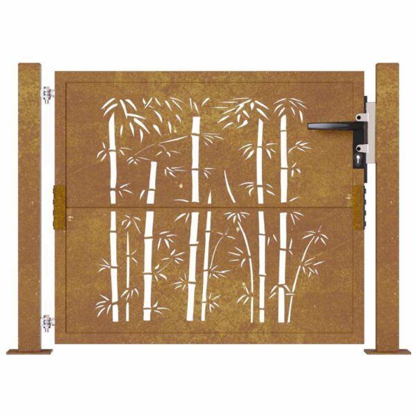 Garden Gate 105x80 cm Corten Steel Bamboo Design