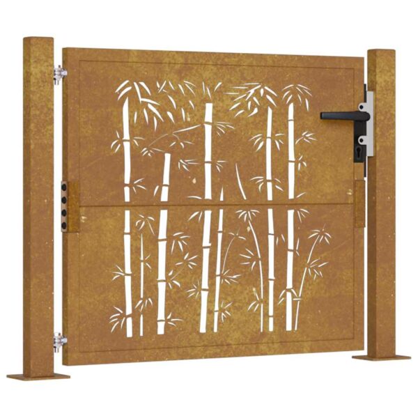Garden Gate 105x105 cm Corten Steel Bamboo Design