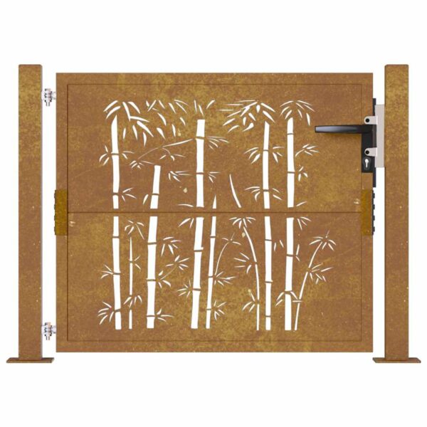 Garden Gate 105x105 cm Corten Steel Bamboo Design