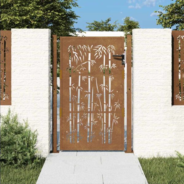 Garden Gate 105x155 cm Corten Steel Bamboo Design