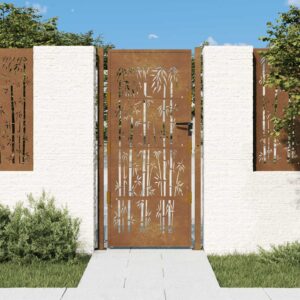 Garden Gate 105x180 cm Corten Steel Bamboo Design