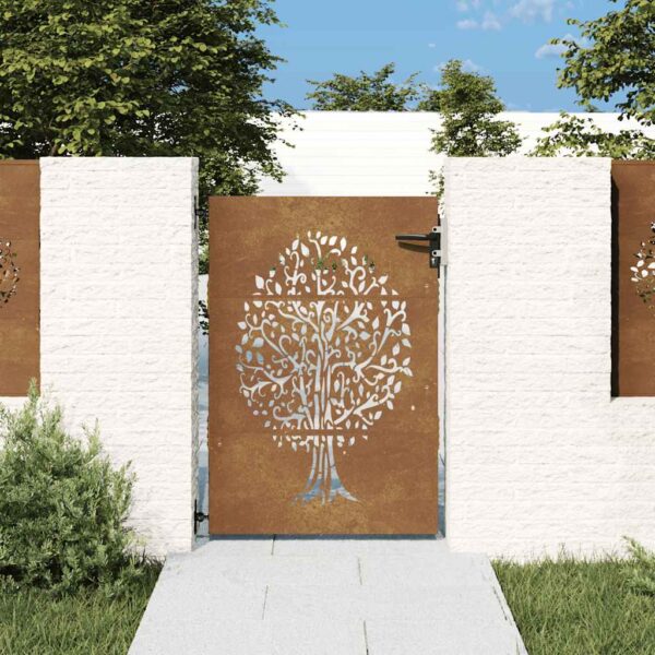 Garden Gate 85x125 cm Corten Steel Tree Design