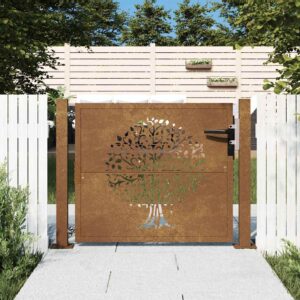 Garden Gate 105x130 cm Corten Steel Tree Design