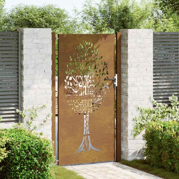Garden Gate 105x205 cm Corten Steel Tree Design