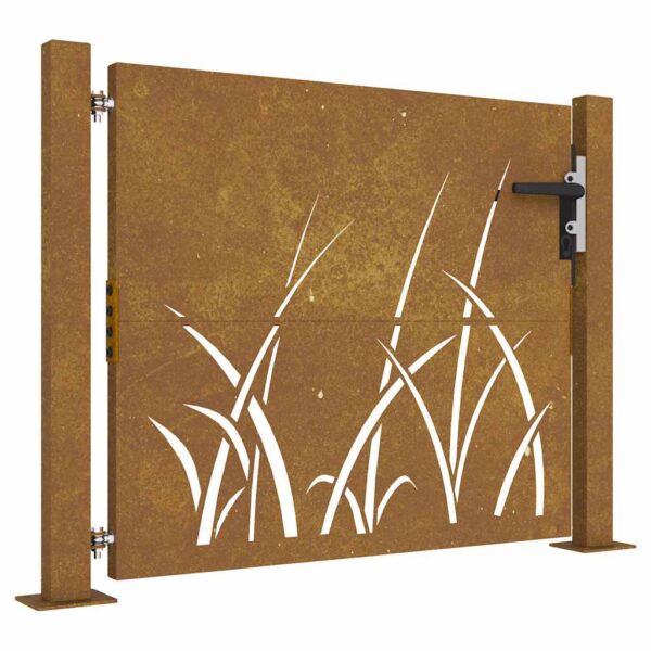 Garden Gate 105x80 cm Corten Steel Grass Design