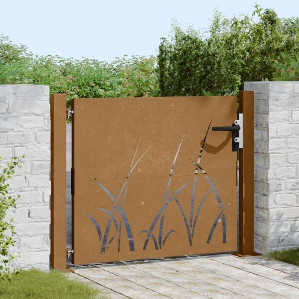 Garden Gate 105x105 cm Corten Steel Grass Design
