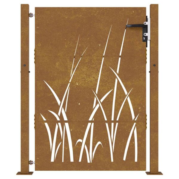 Garden Gate 105x155 cm Corten Steel Grass Design