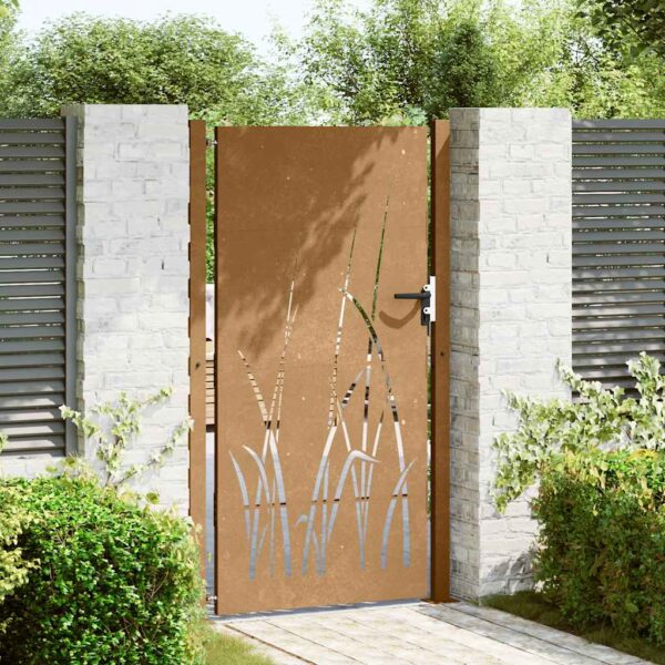 Garden Gate 105x205 cm Corten Steel Grass Design