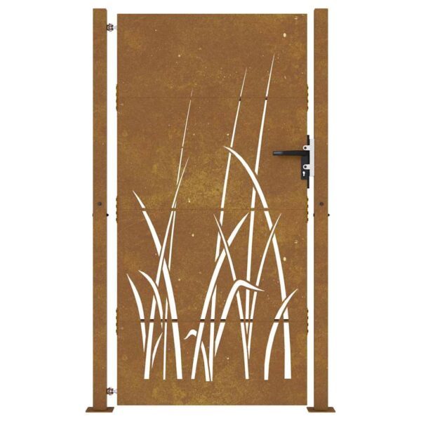 Garden Gate 105x205 cm Corten Steel Grass Design