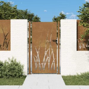 Garden Gate 105x205 cm Corten Steel Grass Design