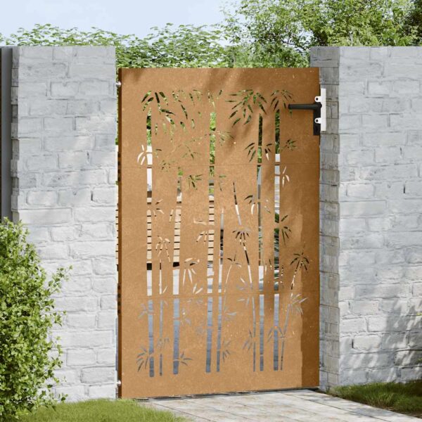 Garden Gate 85x125 cm Corten Steel Bamboo Design