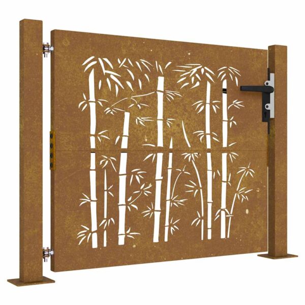 Garden Gate 105x80 cm Corten Steel Bamboo Design