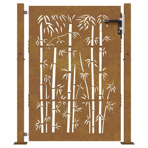 Garden Gate 105x155 cm Corten Steel Bamboo Design