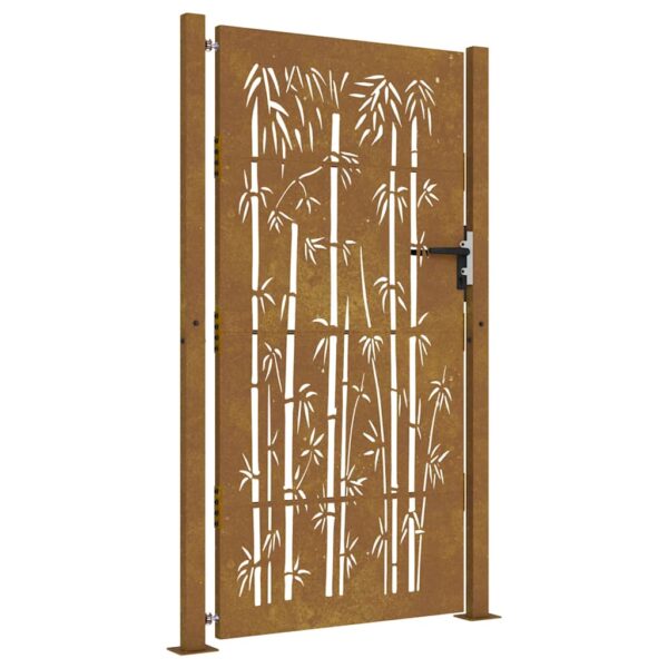 Garden Gate 105x180 cm Corten Steel Bamboo Design