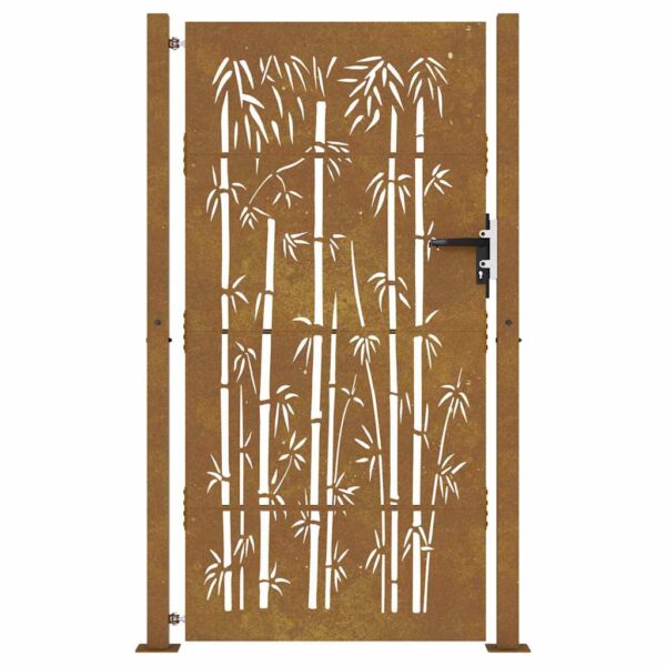 Garden Gate 105x205 cm Corten Steel Bamboo Design