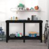 Work Bench Black 140x50x80 cm Solid Wood Pine