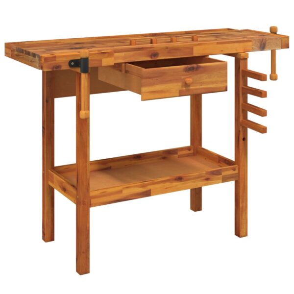 8720845554774_g_en_hd_1.jpg Workbench with Drawer and Vices 124x52x83 cm Solid Wood Acacia
