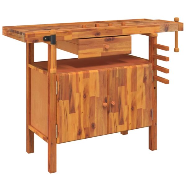8720845554781_a_en_hd_1.jpg Workbench with Drawer and Vices 124x52x83 cm Solid Wood Acacia