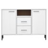Sideboard with Metal Legs White 113x40x77 cm Solid Wood OSLO