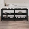 Work Bench Black 181x50x80 cm Solid Wood Pine