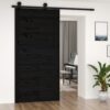 Barn Door Black 100x1.8x204.5 cm Solid Wood Pine
