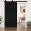 Barn Door Black 100x1.8x204.5 cm Solid Wood Pine