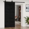 Barn Door Black 90x1.8x214 cm Solid Wood Pine