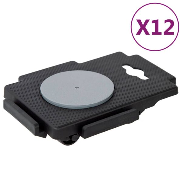 Moving Dollies with 8 Wheels 12 pcs Black Polypropylene 150 kg