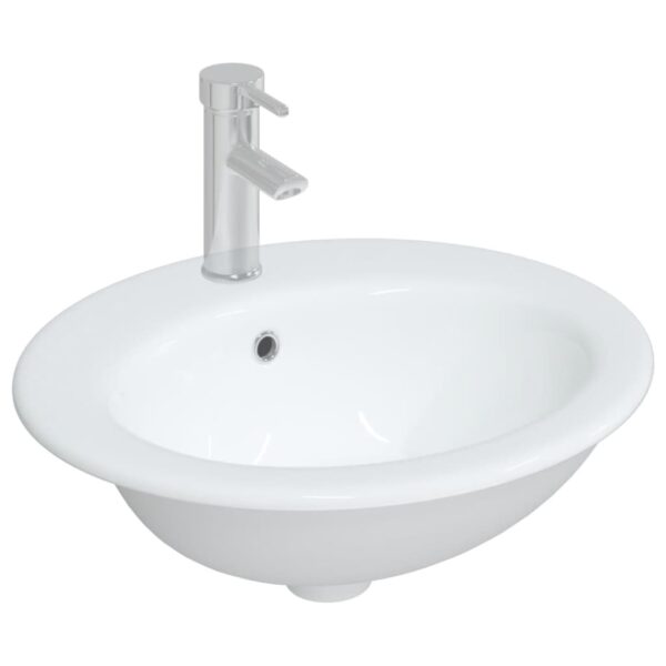 Bathroom Sink White 52x46x20 cm Oval Ceramic