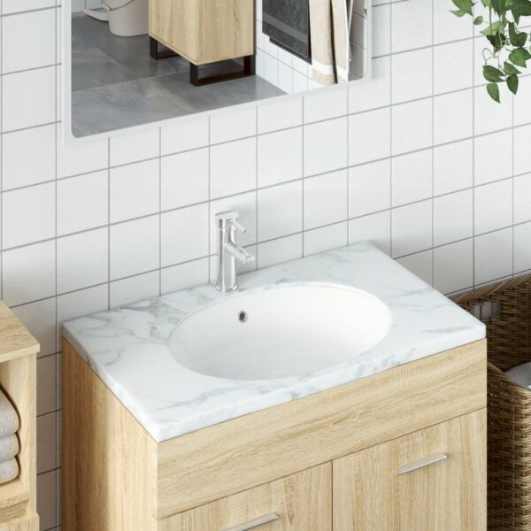 Bathroom Sink White 43x35x19 cm Oval Ceramic