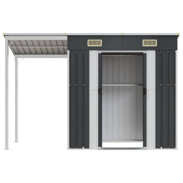 Garden Shed with Extended Roof Anthracite 277x107x181 cm Steel