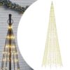 LED Christmas Tree on Flagpole 1534 LEDs Warm White 500 cm