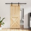 Sliding Door with Hardware Set 85x210 cm Solid Wood Pine