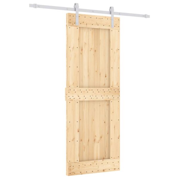 Sliding Door with Hardware Set 80x210 cm Solid Wood Pine