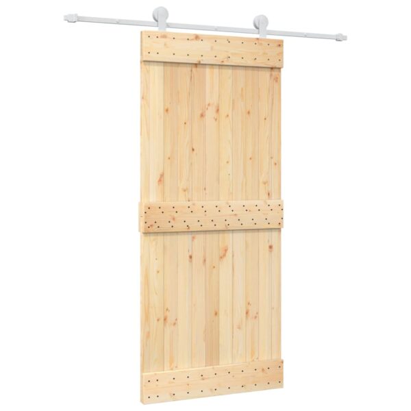 Sliding Door with Hardware Set 90x210 cm Solid Wood Pine