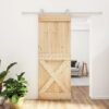 Sliding Door with Hardware Set 80x210 cm Solid Wood Pine